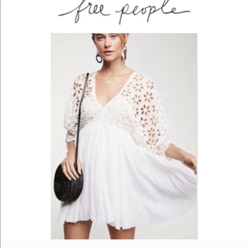 Free People White Eyelet Mini Dress